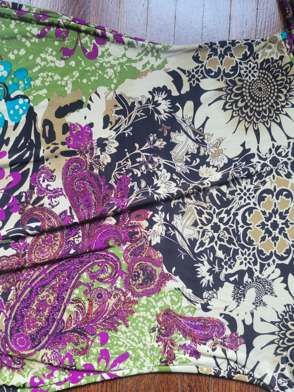 ECI New York Paisley Floral Multicolor Print Pullover Dress Stretch Women's L - Picture 14 of 14